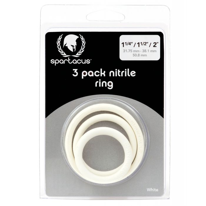 Spartacus Nitrile Cock Ring Set - White Pack of 3