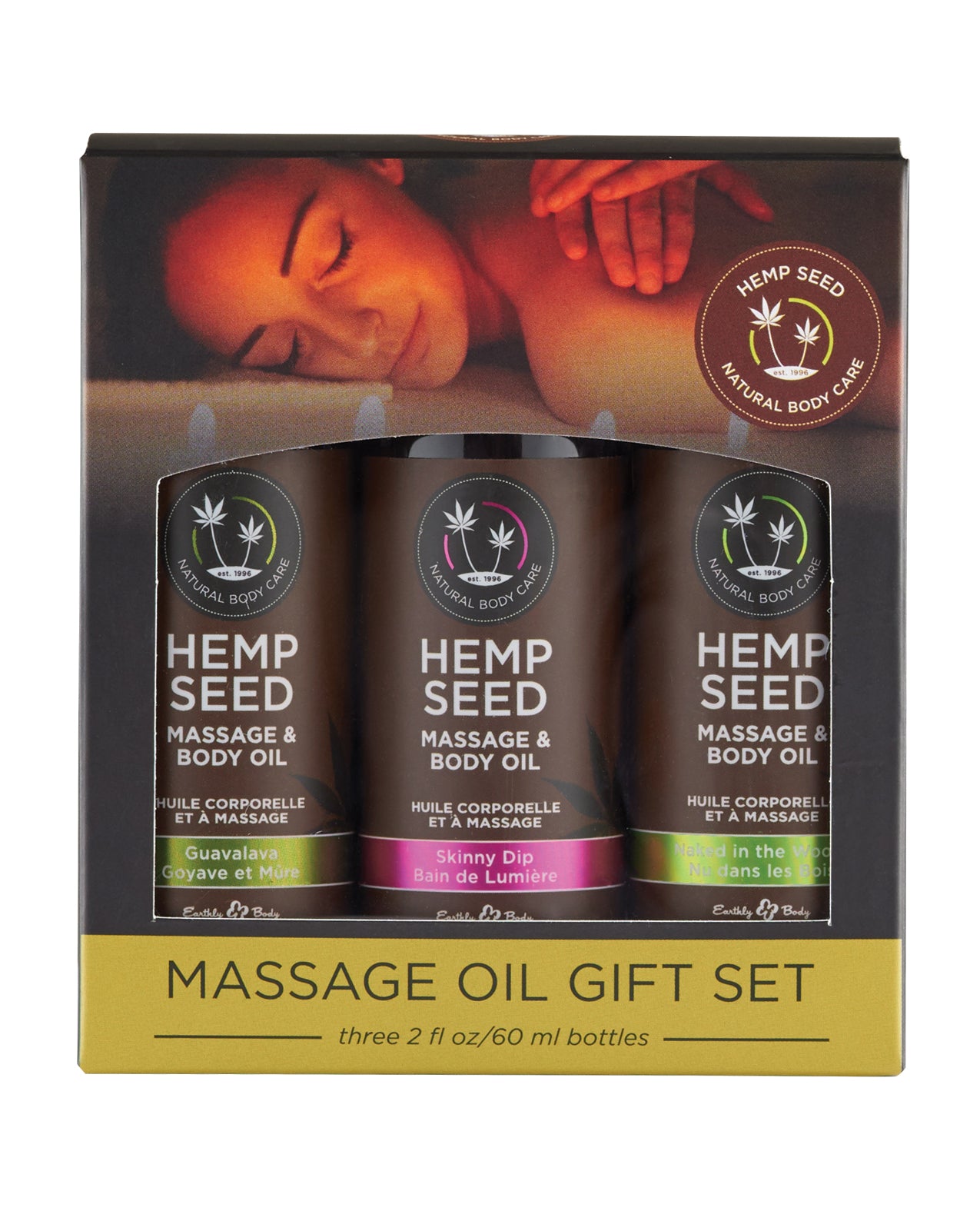 Earthly Body Massage Oil Gift Set - 2 oz Skinny Dip, Naked in the Woods & Guavalava