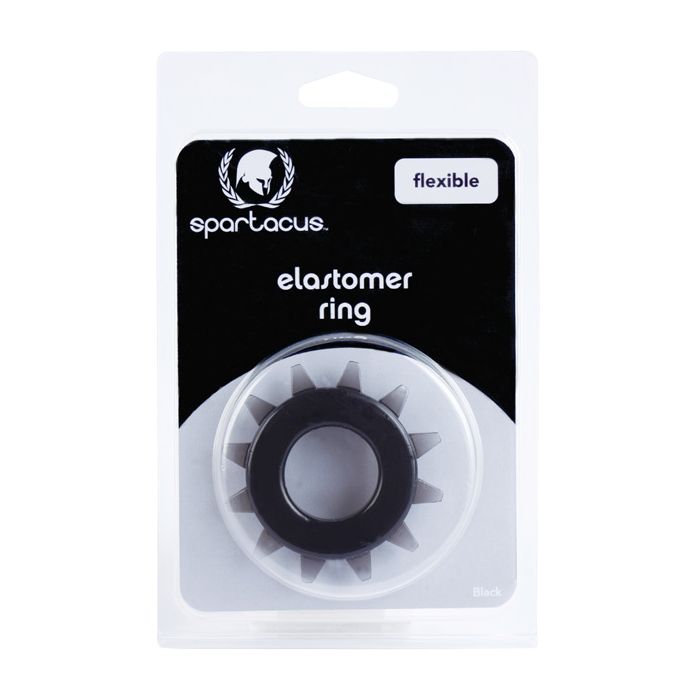 Spartacus Elastomer Stud Cock Ring - Black