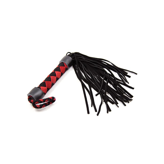 Plesur 15" Leather Flogger - Black/Red