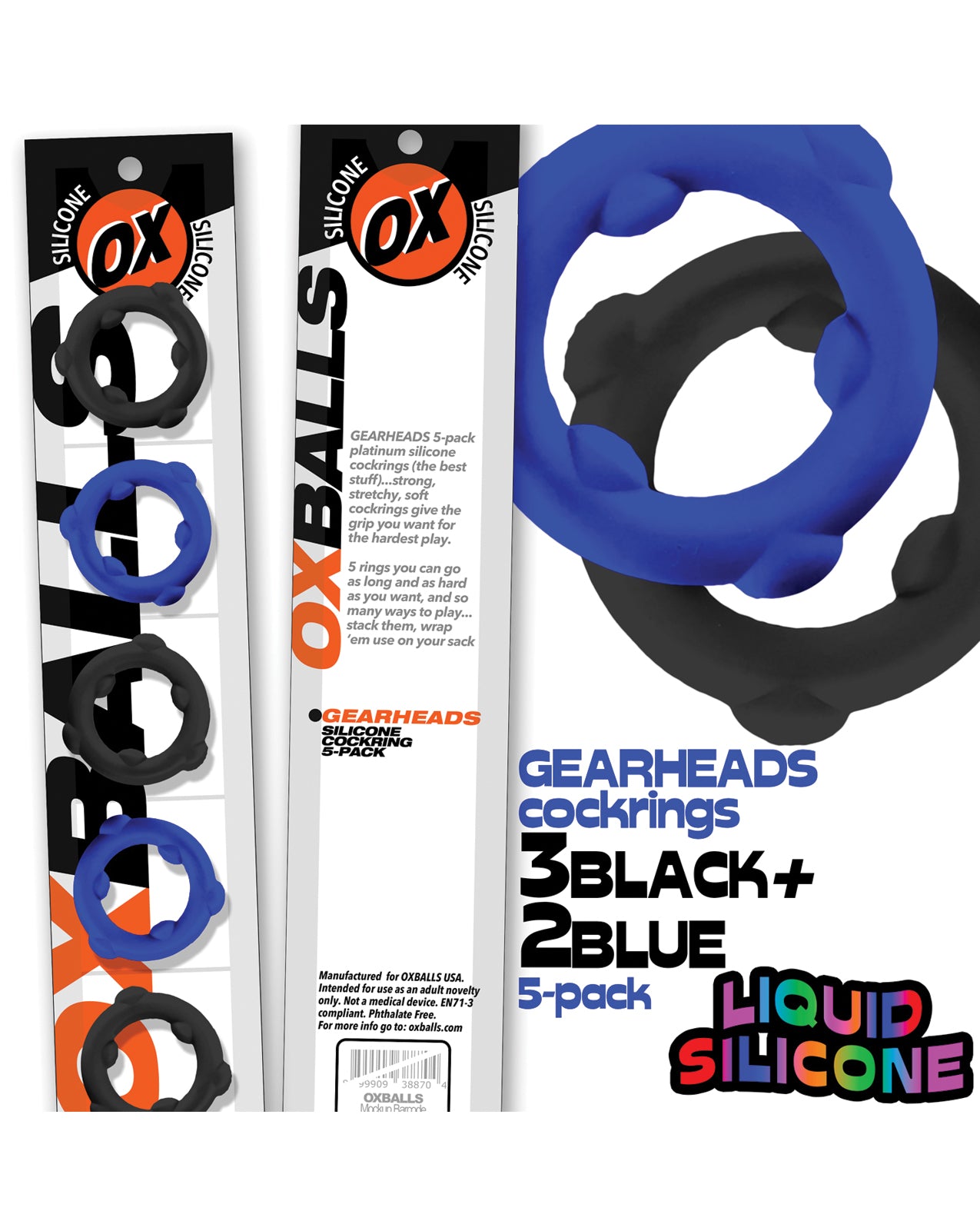 Oxballs Gearheads 5 Pack Spinner Rings - Blue/Black
