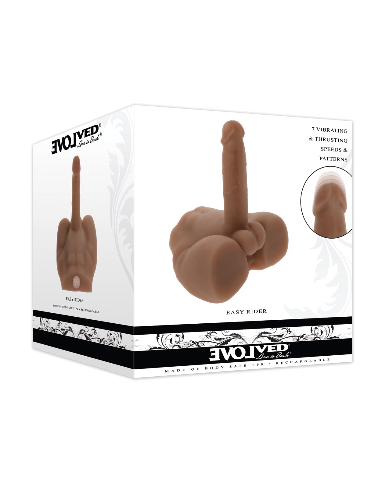 NO ETA Evolved Easy Rider Thrusting & Vibrating Life-Like Dildo - Dark