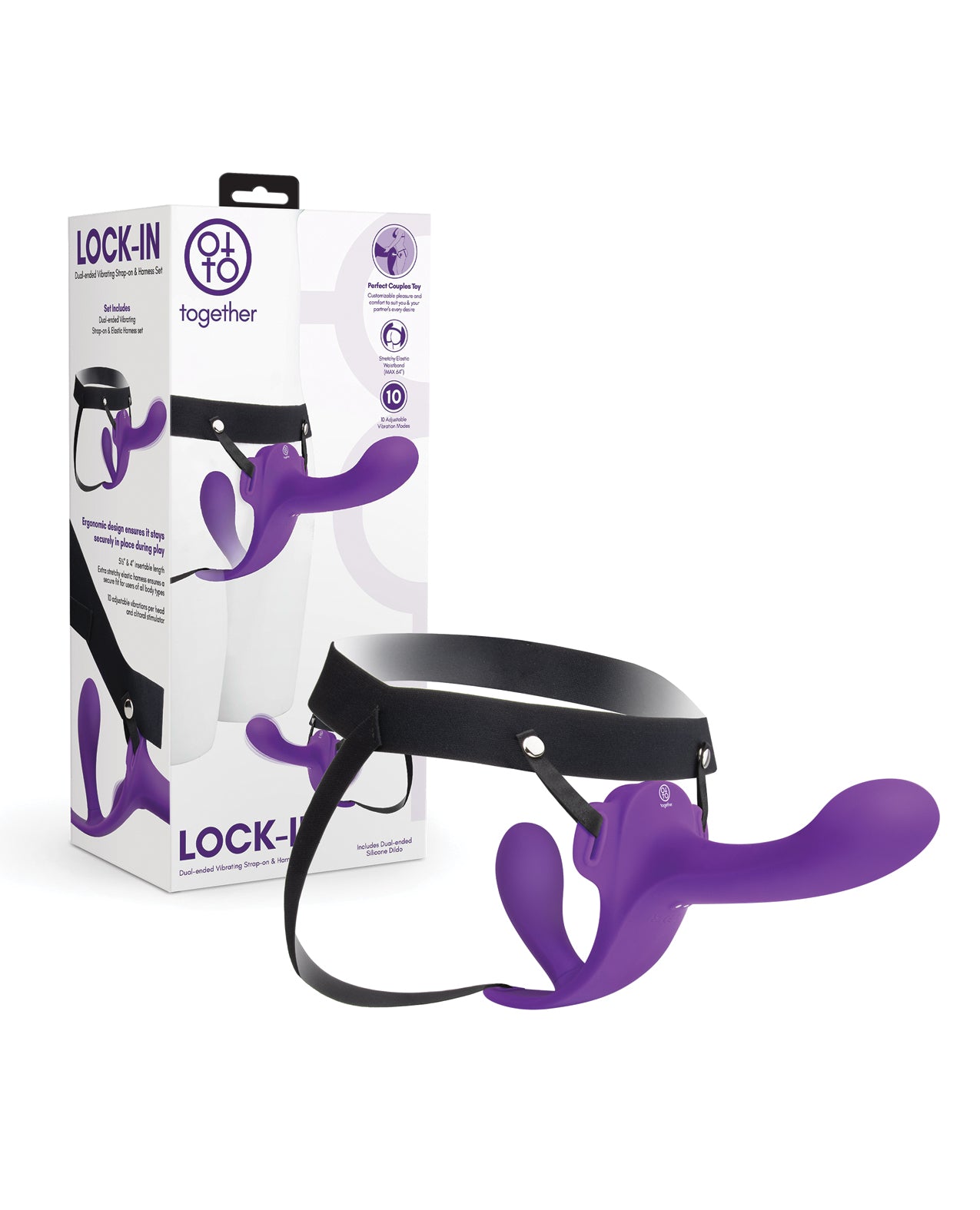 Lock-In Dual-Ended Vibrating Strap-On & Harness Set