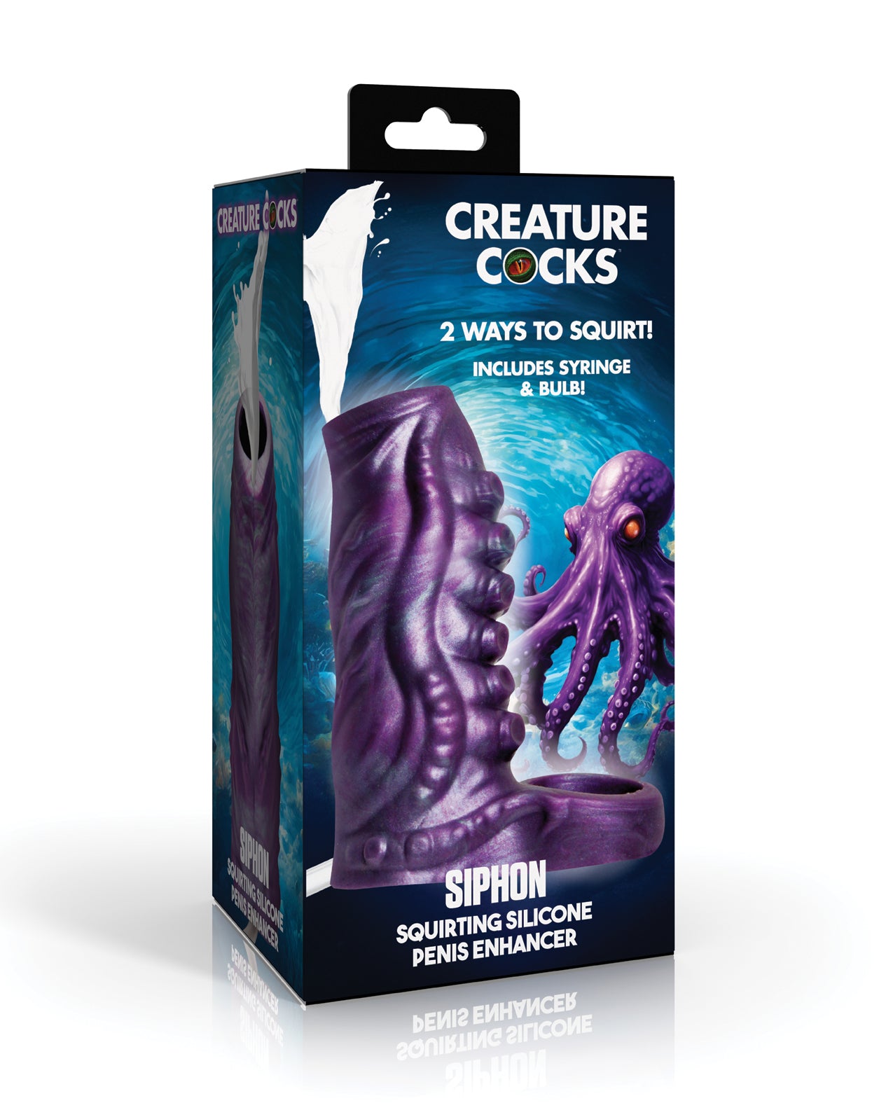 Creature Cocks Tentacle Squirting Silicone Penis Enhancer - Purple