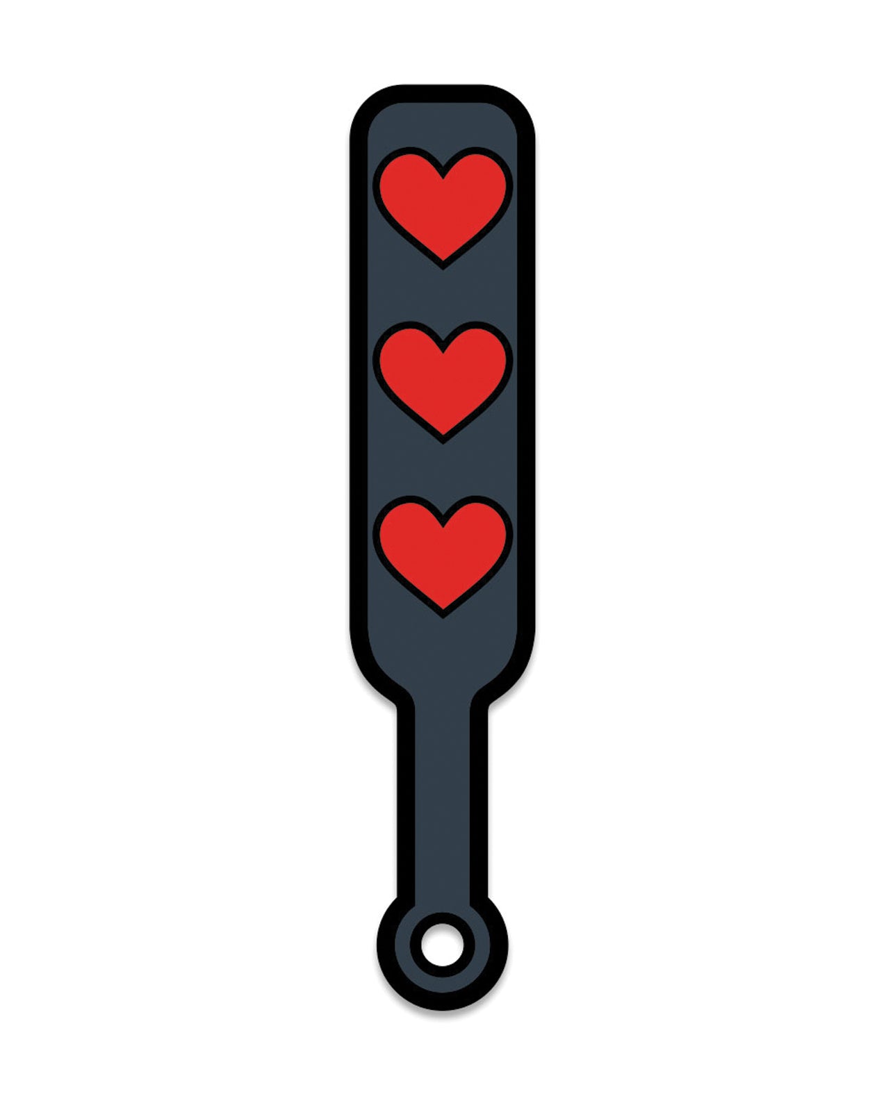 Wood Rocket Sex Toy Hearts Paddle Pin - Black/Red