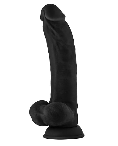 Shaft Model C Flexskin Liquid Silicone 9.5" Curved Dong w/Balls - Black
