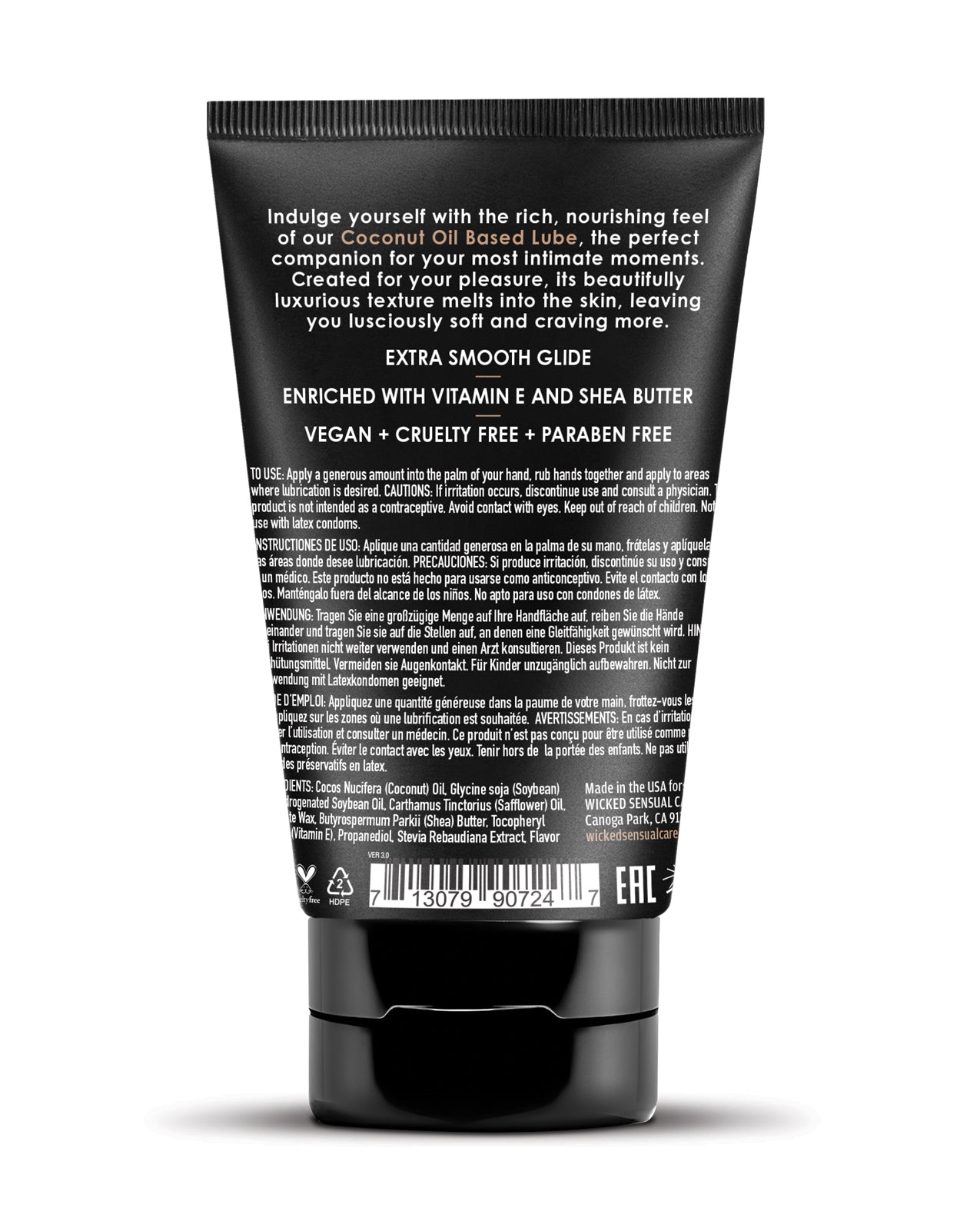 Wicked Sensual Care Coconut Oil Based Lube - 4 oz