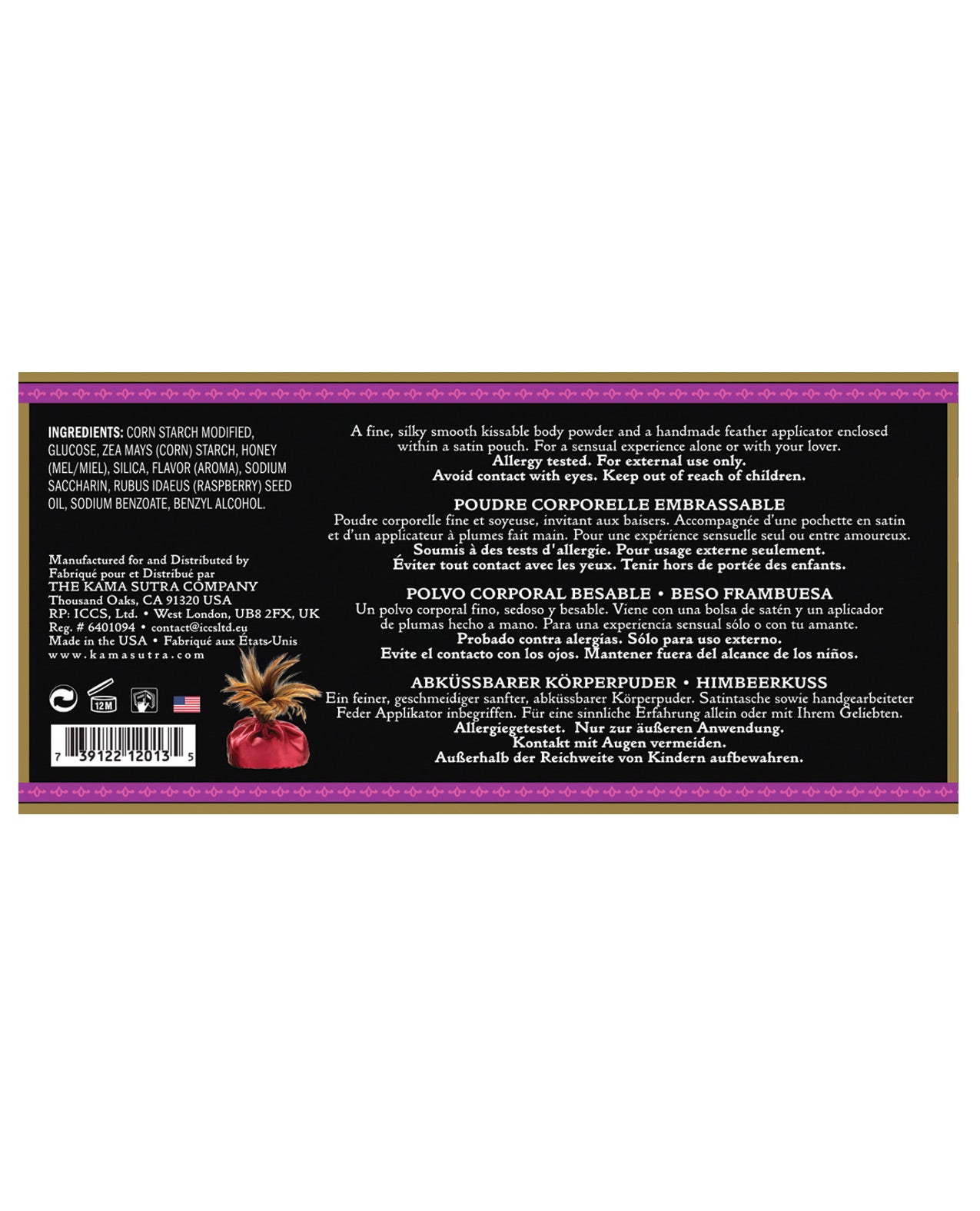Kama Sutra Honey Dust - 6 oz Raspberry Kiss