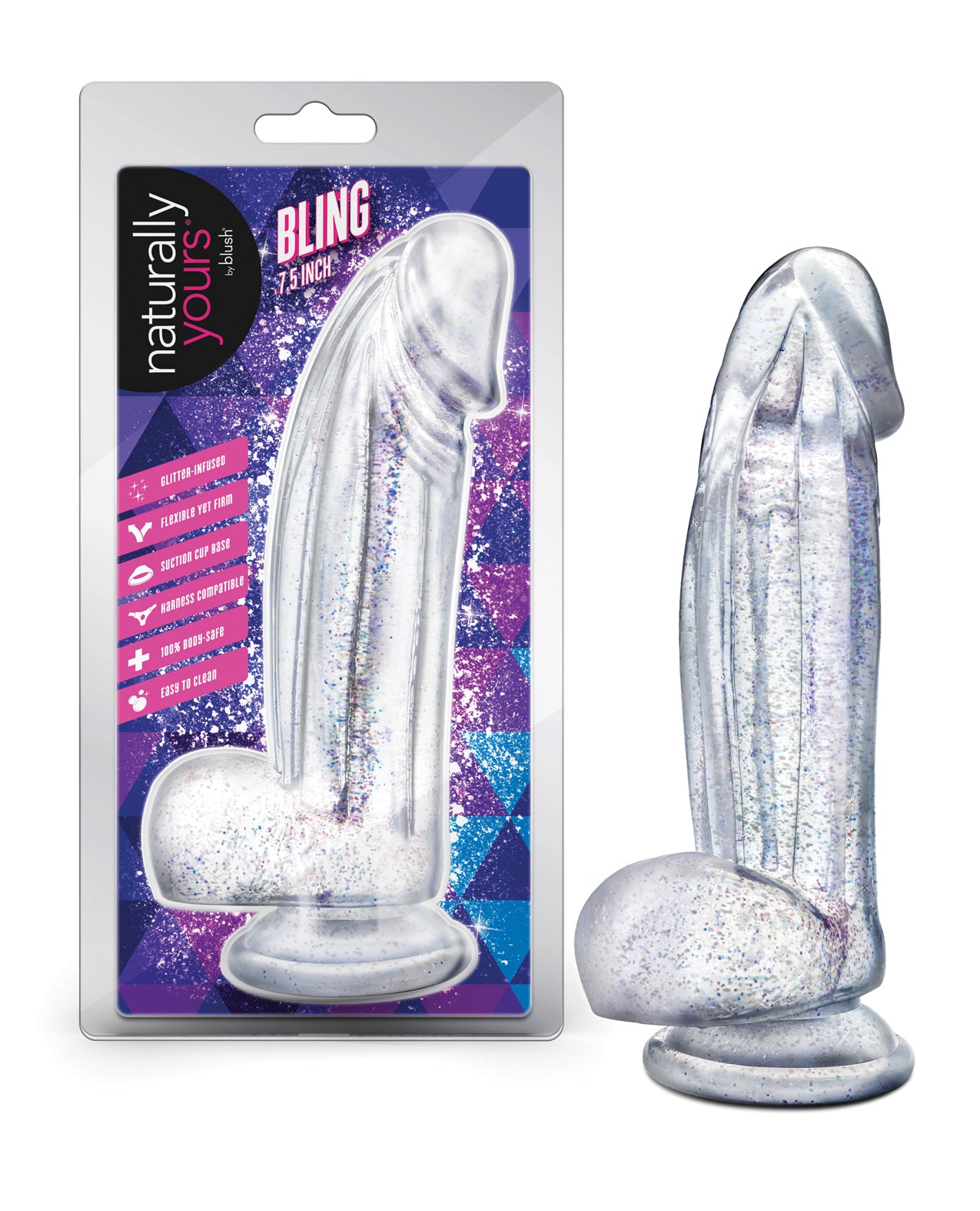 Blush Naturally Yours Bling - Sparkling Clear Dildo