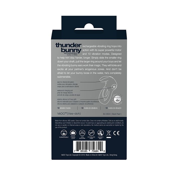 VeDO Thunder Bunny Rechargeable Dual Ring - Black Pearl