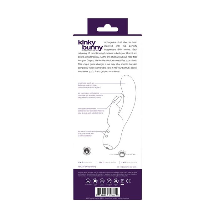 VeDO Kinky Bunny Plus Rechargeable Dual Vibe - Deep Purple