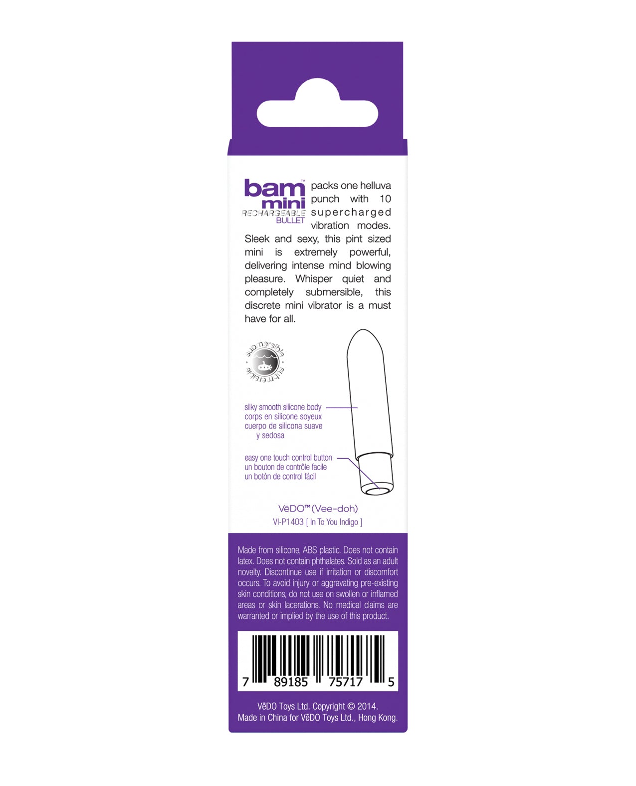 VeDO Bam Mini Rechargeable Bullet Vibe - Into You Indigo