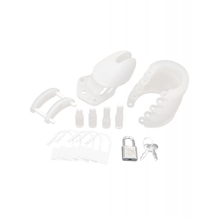 Blue Line Silicone Chastity Cage - White
