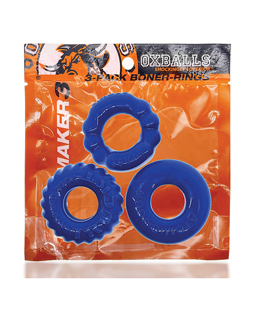 Oxballs Bonemaker 3 Pack Cockring Kit - Pool Blue