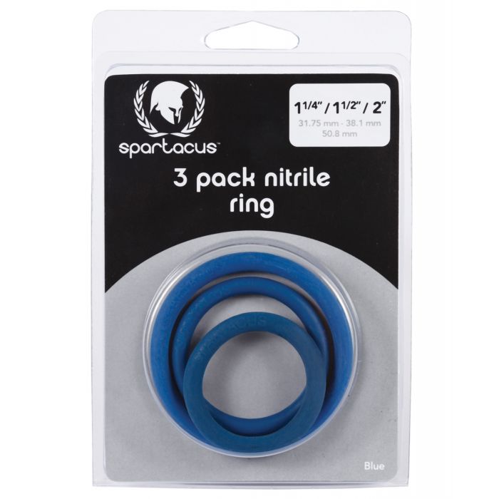 Spartacus Nitrile Cock Ring Set - Blue Pack of 3