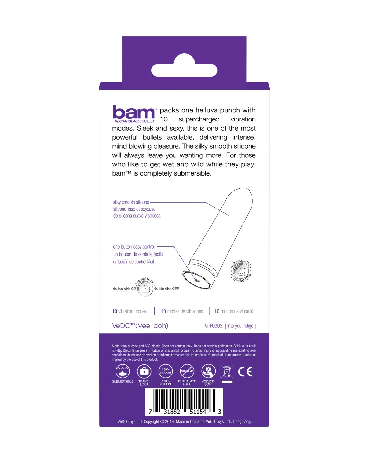 VeDO Bam Rechargeable Bullet - Into You Indigo