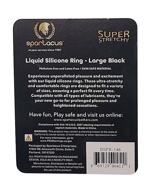 Spartacus Liquid Silicone Cock Ring Large - Black
