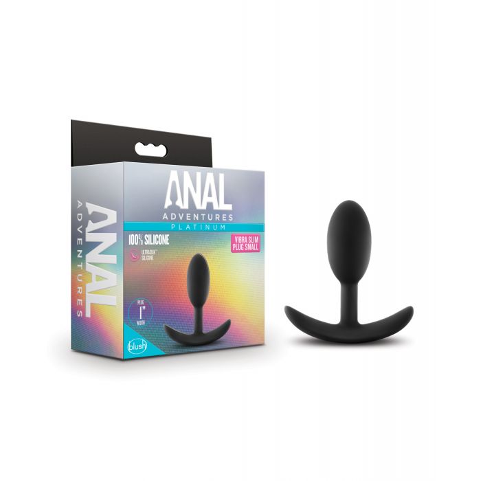 Blush Anal Adventures Platinum Silicone Vibra Slim Plug Small - Black