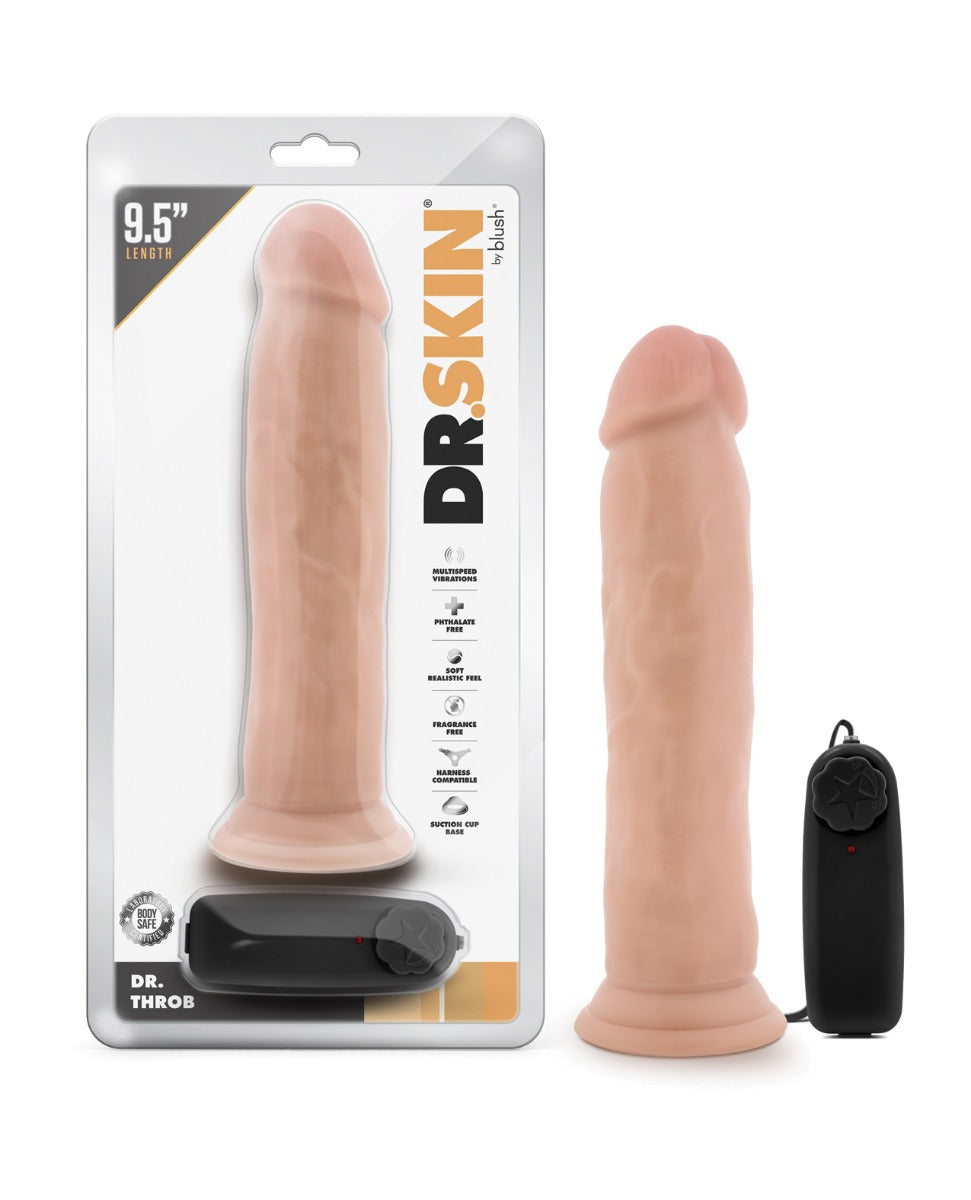 Blush Dr. Skin Dr. Throb 9.5" Cock w/Suction Cup - Vanilla