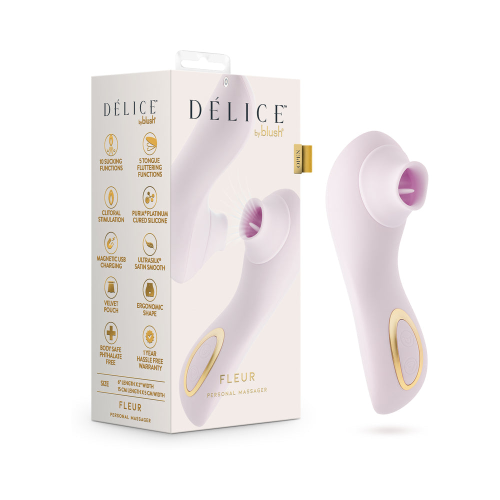 Delice Fleur Clitoral Fluttering & Suction Personal Massager Barely Purple