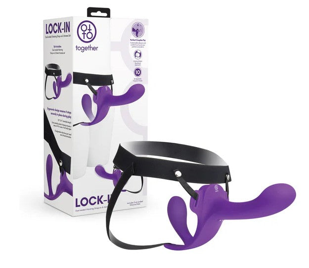Together Lock-In Dual-Ended Vibrating Strap-on & Harness Set
