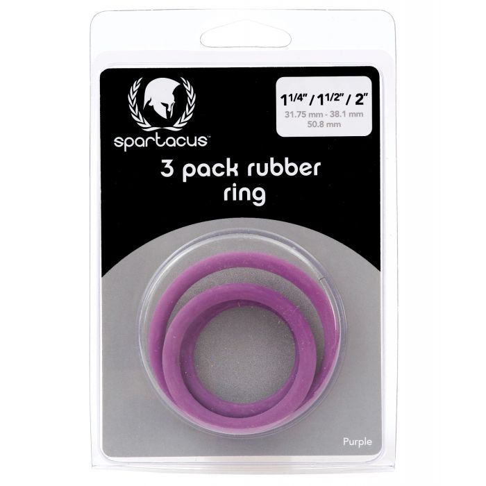 Spartacus Rubber Cock Ring Set - Purple Pack of 3