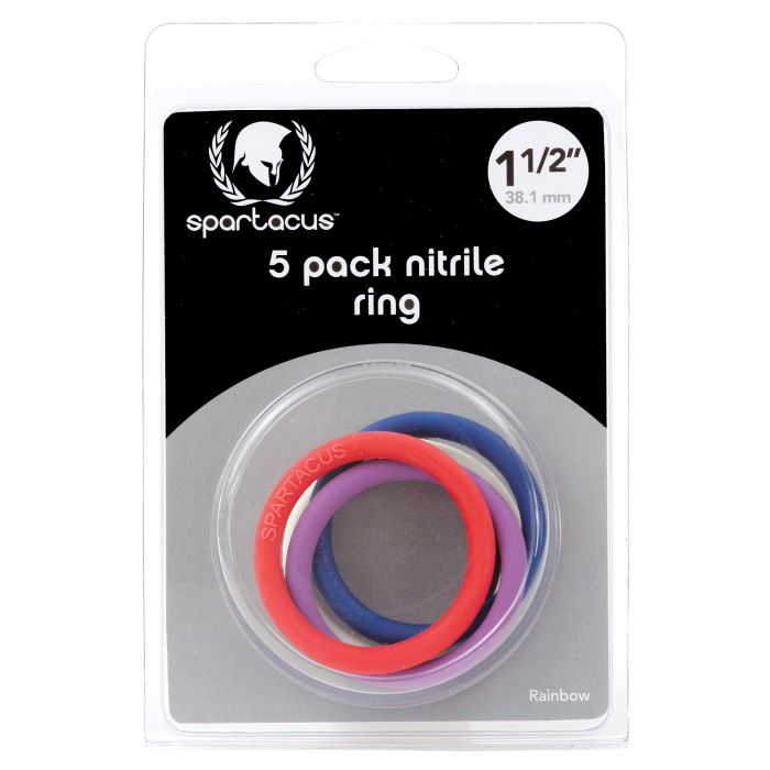 Spartacus 1.5" Nitrile Cock Ring Set - Asst. Colors Pack of 5