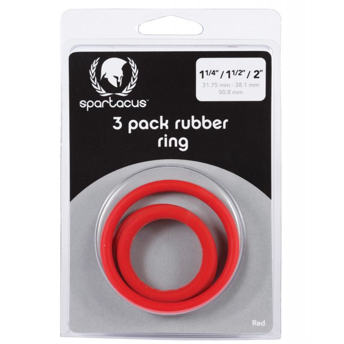 Spartacus Rubber Cock Ring Set - Red Pack of 3