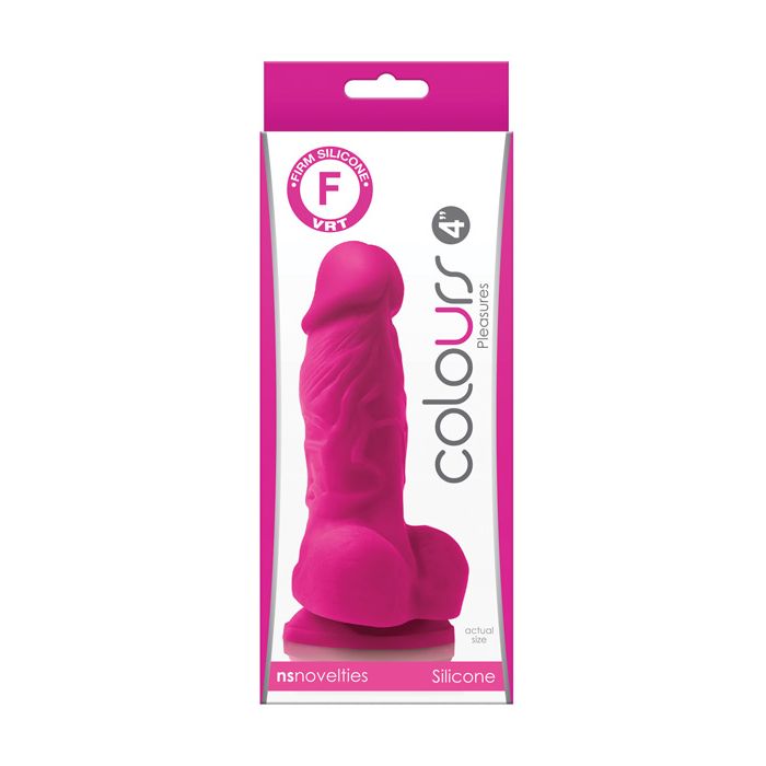 Colours Pleasures 4" Dong w/Balls & Suction Cup - Pink