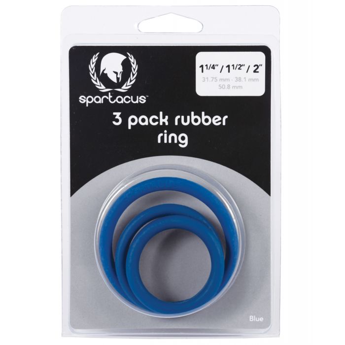 Spartacus Rubber Cock Ring Set- Blue Pack of 3