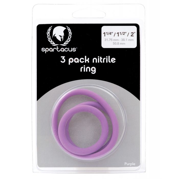 Spartacus Nitrile Cock Ring Set - Purple Pack of 3