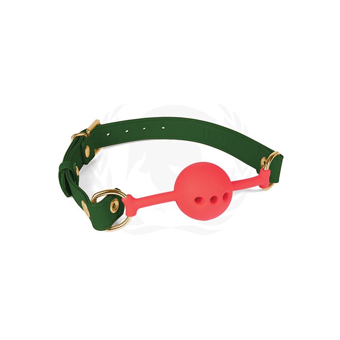 Spartacus Silicone Ball Gag w/Green PU Straps - 46 mm
