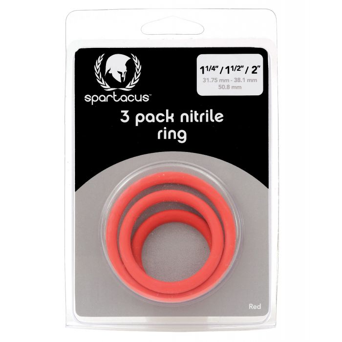 Spartacus Nitrile Cock Ring Set - Red Pack of 3