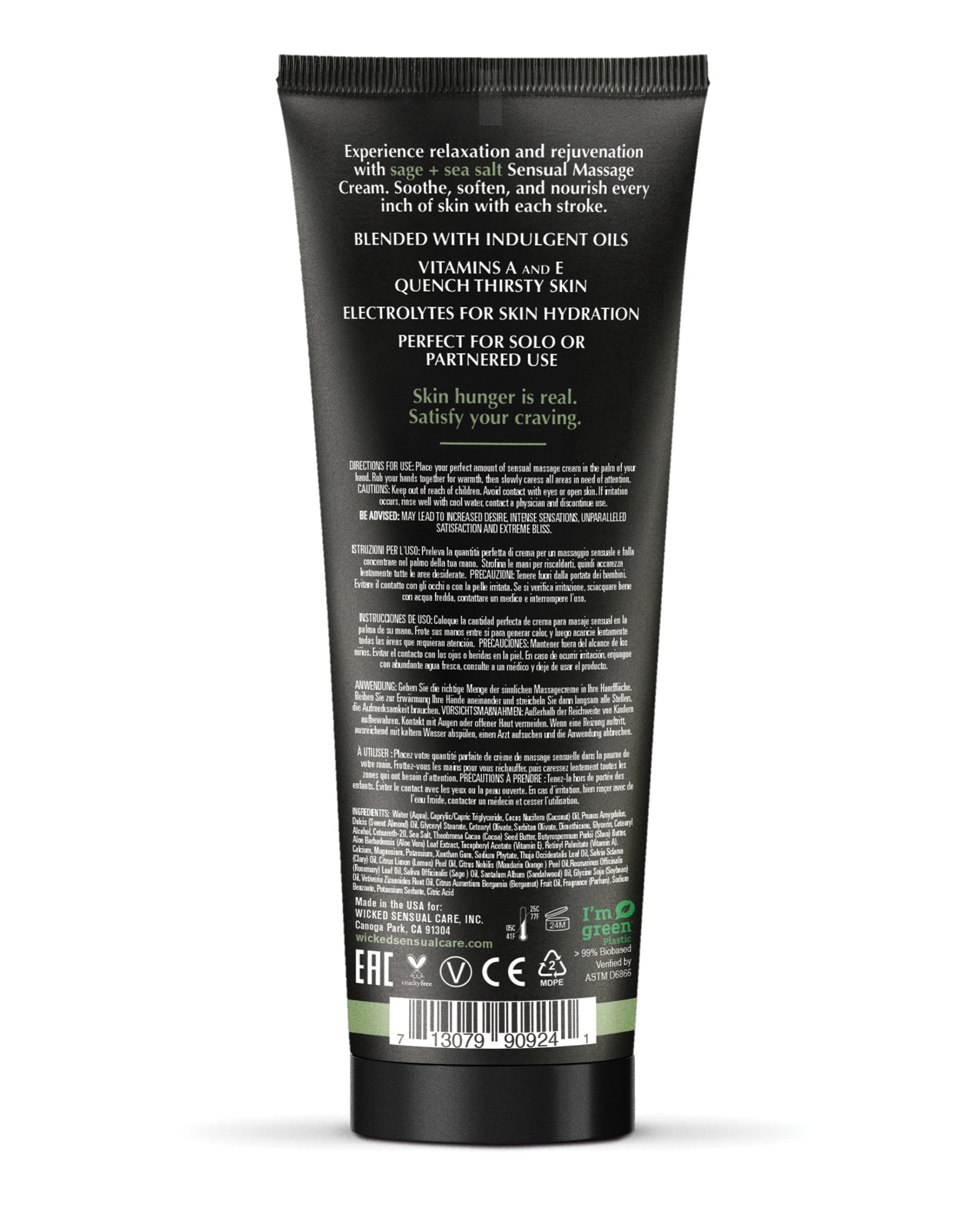 Wicked Sensual Care Sage & Sea Salt Massage Cream  - 4 oz