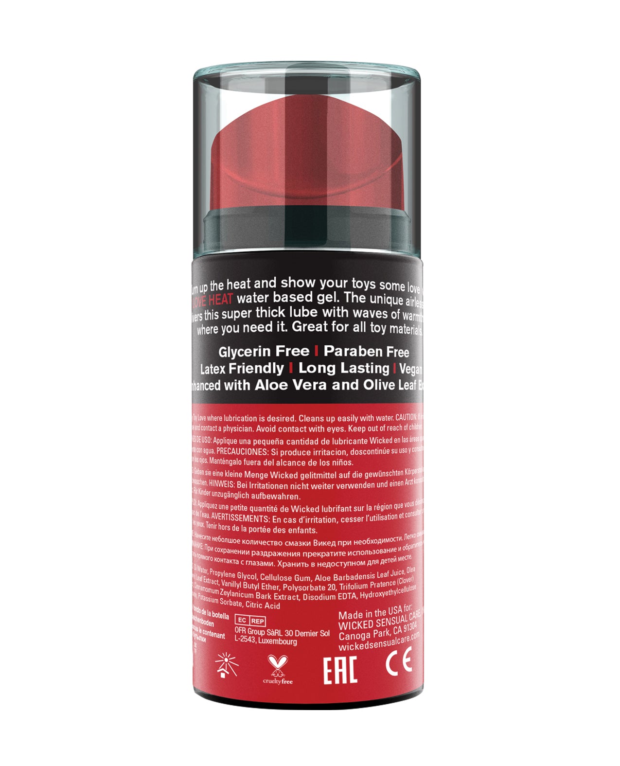 Wicked Sensual Care Toy Love Heat Water Based Warming Lubricant - 3.3 oz