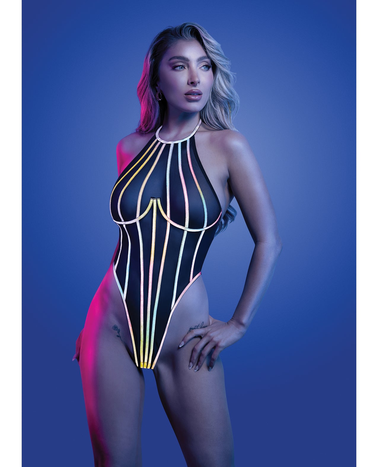 Solar Flare Flash Reflective Binding Halter Tie Teddy - Black S/M