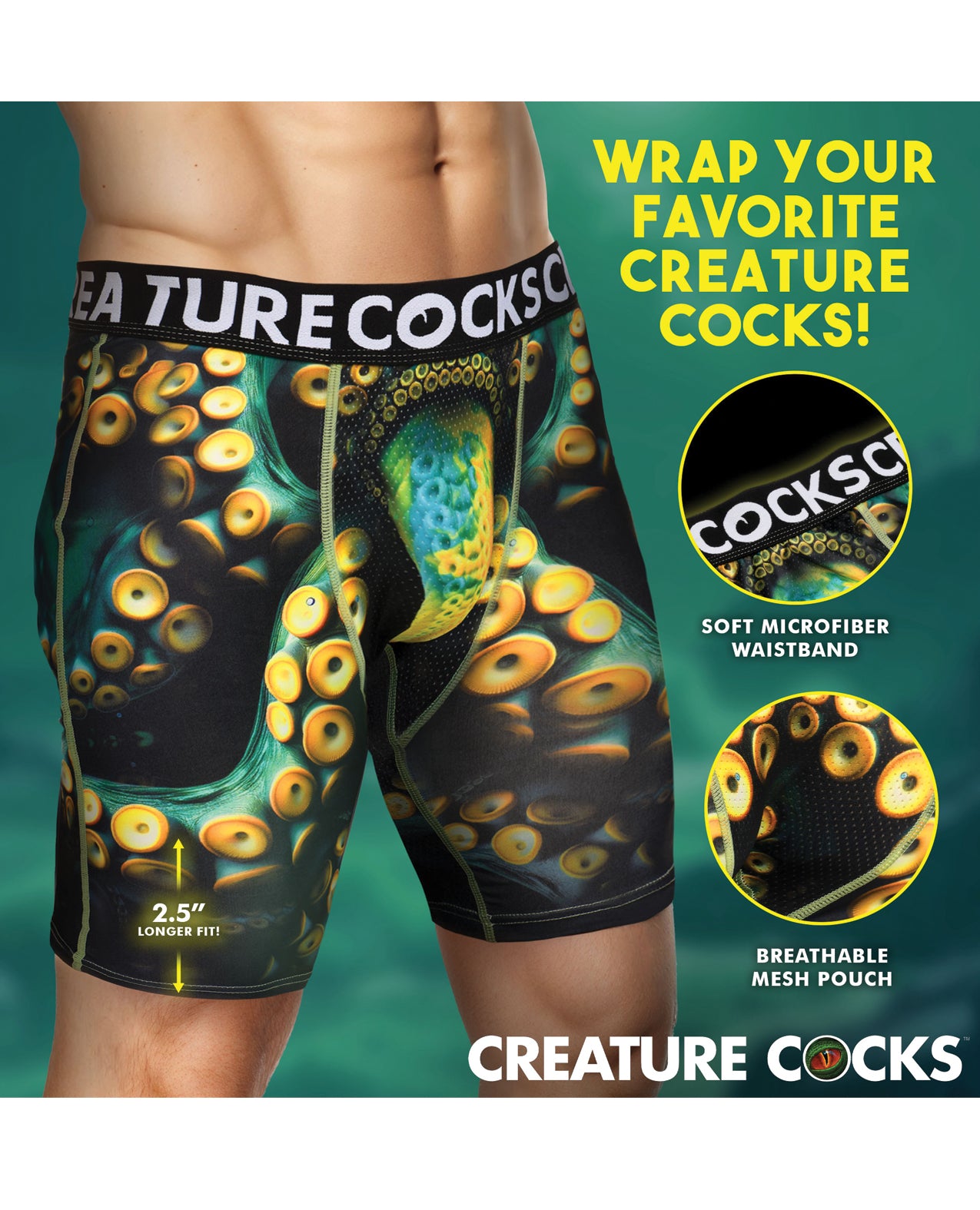 Creature Cocks - Creature Wear Monstropus Tentacled Monster Boxer Shorts - LG