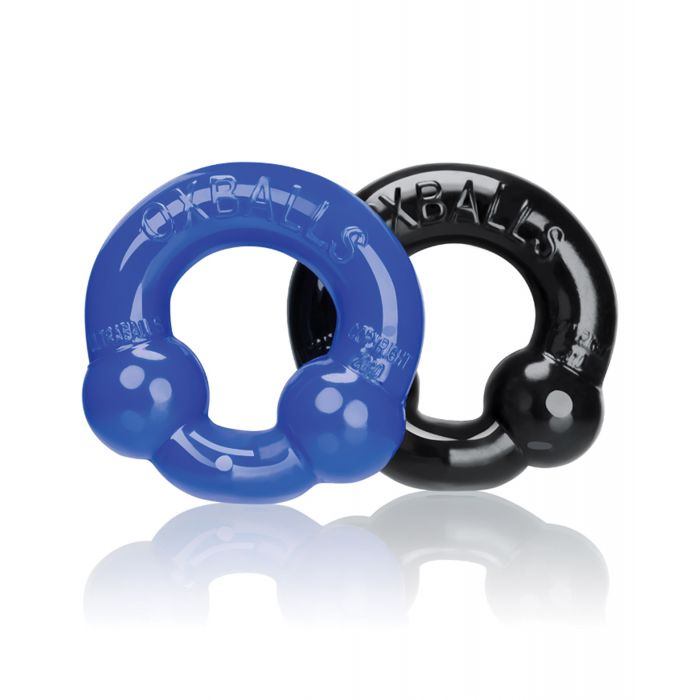 Oxballs Ultraballs Cock Rings - Black/Police Blue Pack of 2