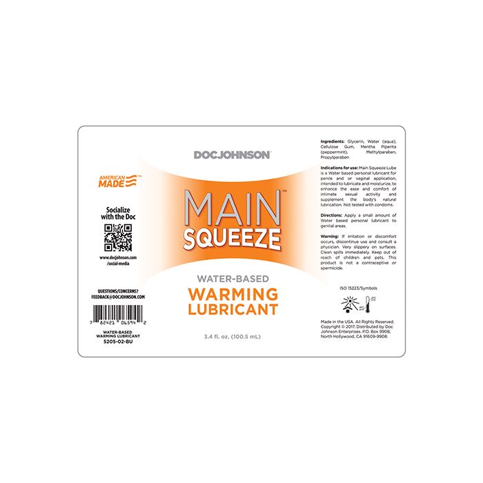Main Squeeze Warming Water-Based Lubricant - 3.4 oz