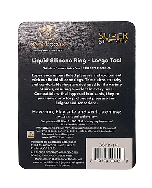 Spartacus Liquid Silicone Cock Ring Large - Teal