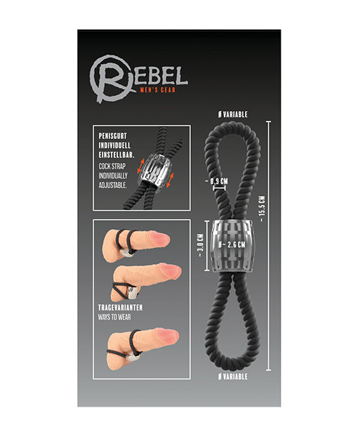 Rebel Two Loop Heavy Rope Cock Lasso - Black