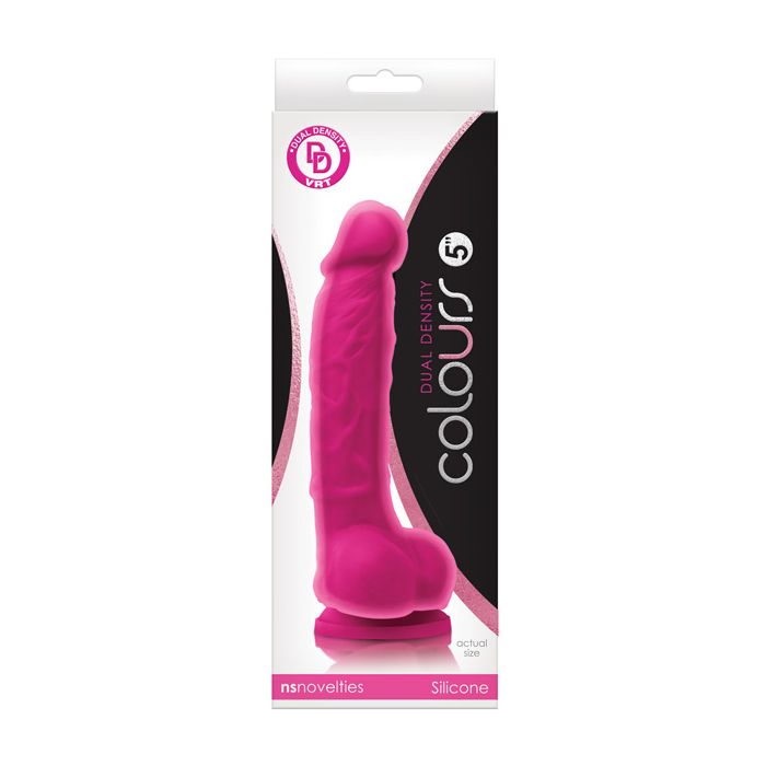Colours Dual Density 5" Dong w/Balls & Suction Cup - Pink