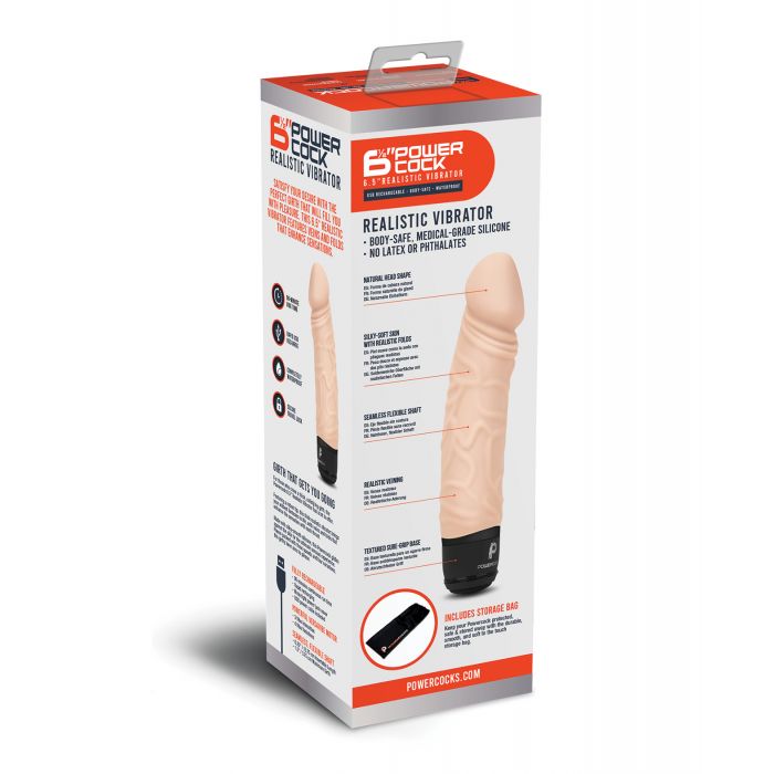 Powercocks 6.5" Realistic Vibrator - Ivory