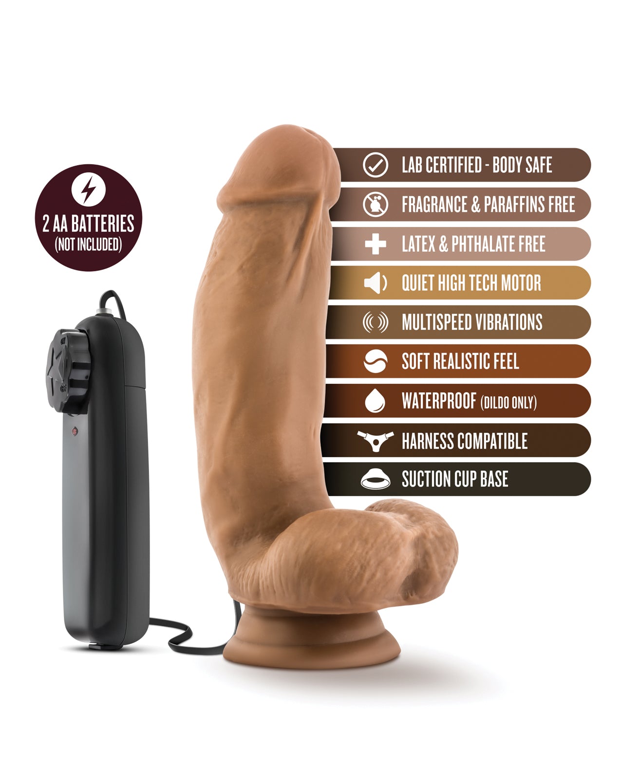 Blush Coverboy MMA Fighter 7" Vibrating Realistic Cock - Mocha