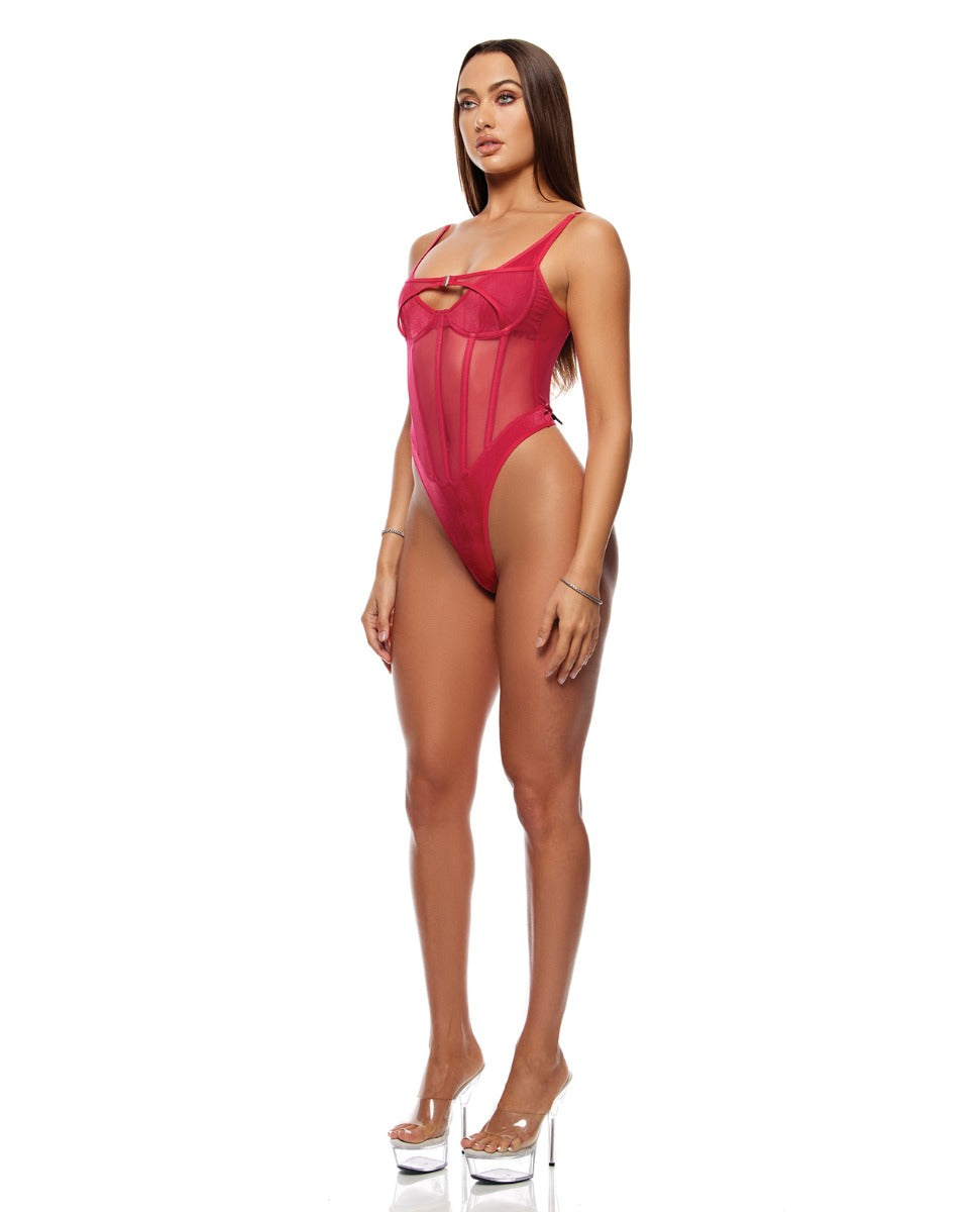 Layers To This Mesh and Knit Teddy - Pink LG